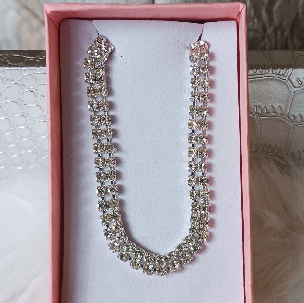 Silver Rhinestone Adjustable Ankle Bracelet - Picture 11 of 12